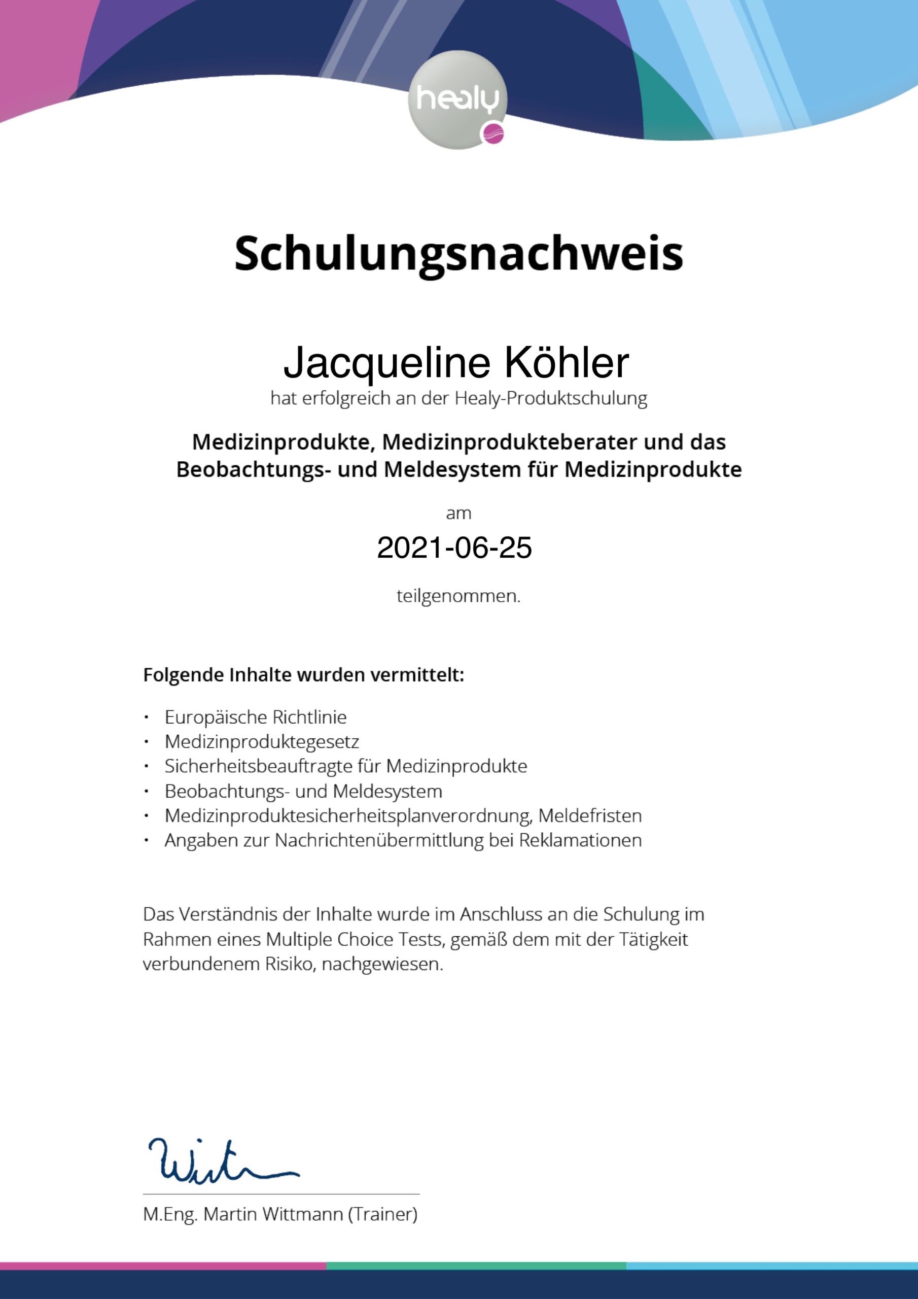 Schulungsnachweis